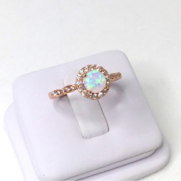 Jewelry - Sale $18! Rose Gold Plated over .925 Sterling Silver Lab created Opal Ring